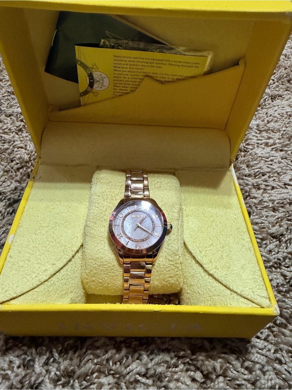 Invicta Women's Rose Gold Bracelet Watch with Mother-of-Pearl Dial